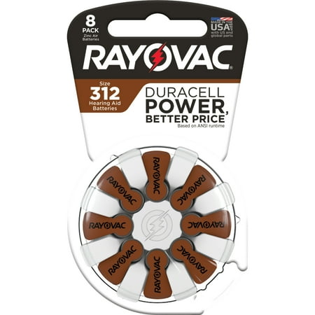 Rayovac Size 312 Hearing Aid Batteries (8 Pack), Size 312 Batteries
