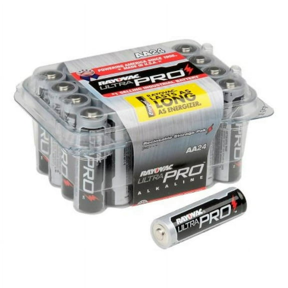 Rayovac Ultra Pro AA Cell Alkaline Battery, 1.5V, Disposable, Pack of 24, 2 Count