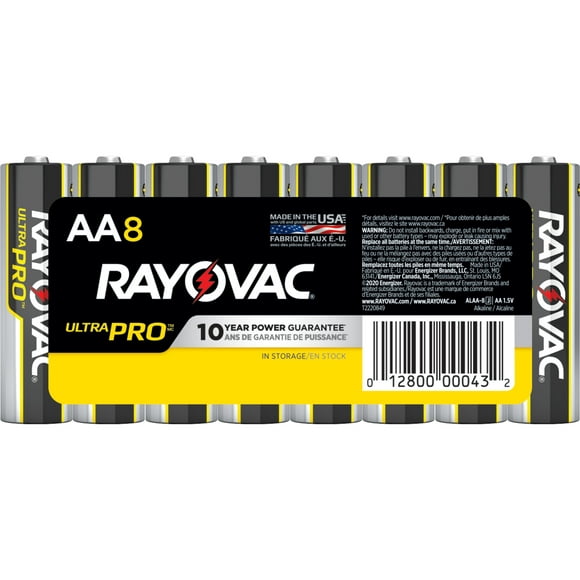 Rayovac Ultra Pro Alkaline AA Batteries, 8 Pack