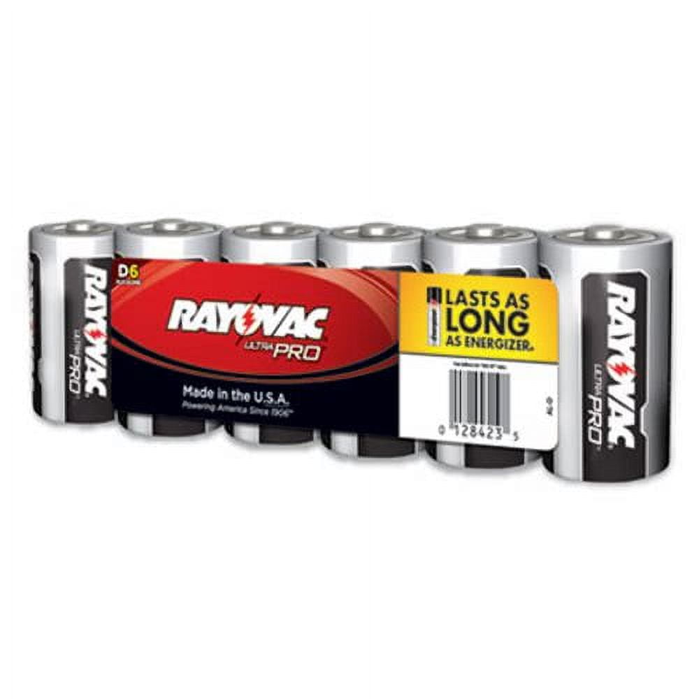 Rayovac Ultra Pro Alkaline Batteries, D, 1.5 V, 6/Pack
