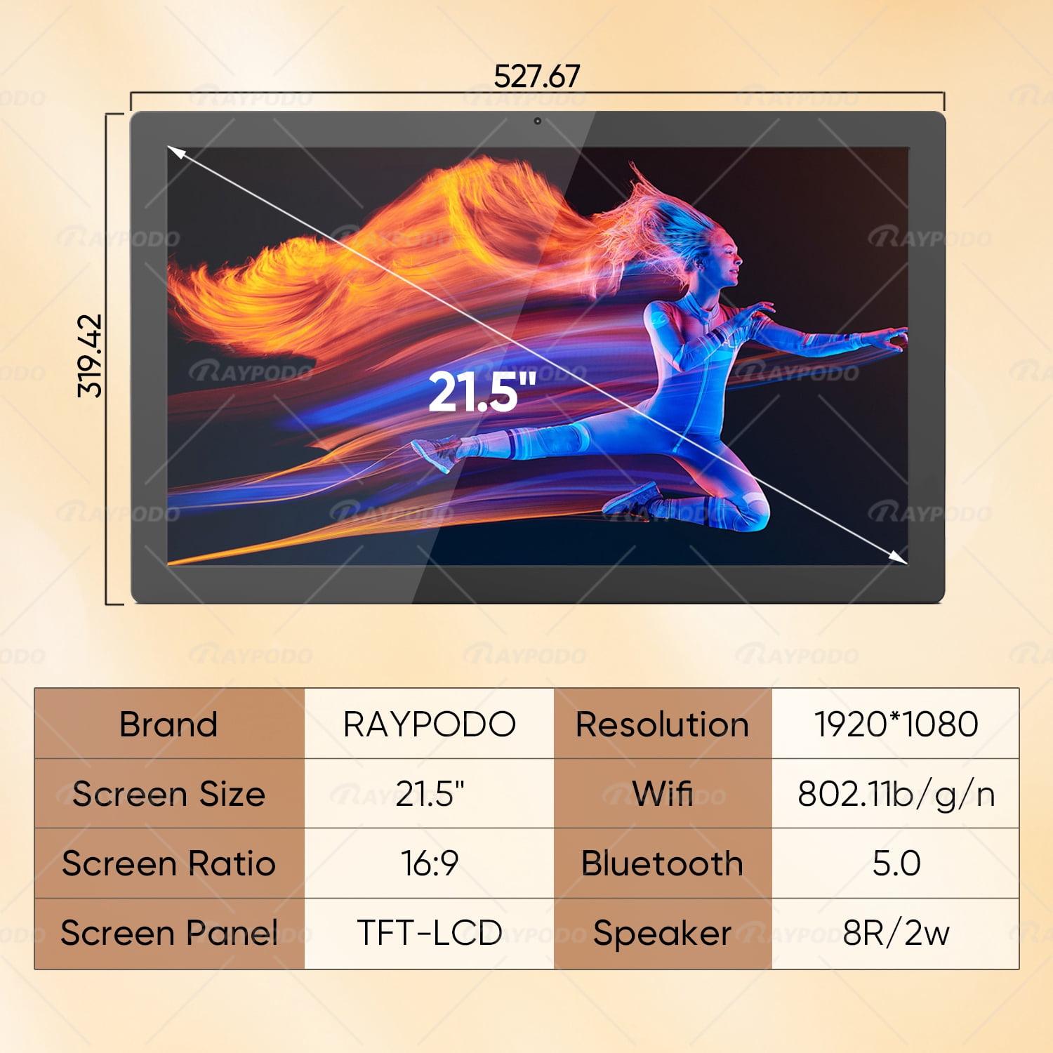 Rockchip Monitor Raypodo 21.5-inch Android Commercial advertising touch screen monitor ...