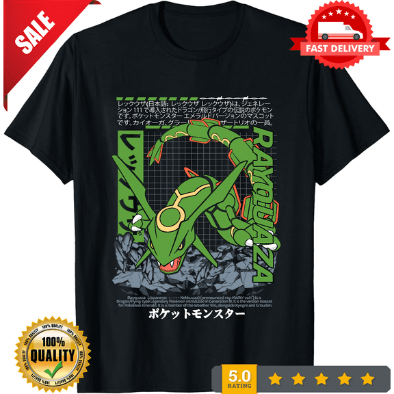 Rayquaza Pocket Monsters Retro Anime Gaming Art Unisex tee, for men & women, NEW TRENDING ITEM-TH71348