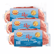 Rays Country Ham, 2.25 lbs Center Slices. 3 Pack – Blue Ridge Mountain Cured, Vacuum-Sealed, Dry-Cured, Shelf-Stable.