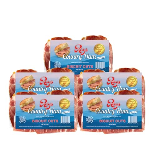 Rays Country Ham Biscuit Cuts, 2.5 lb, Dry-Cured Boneless Slices, Pack 5-8 oz, Vacuum-Sealed, Ready-to-Cook