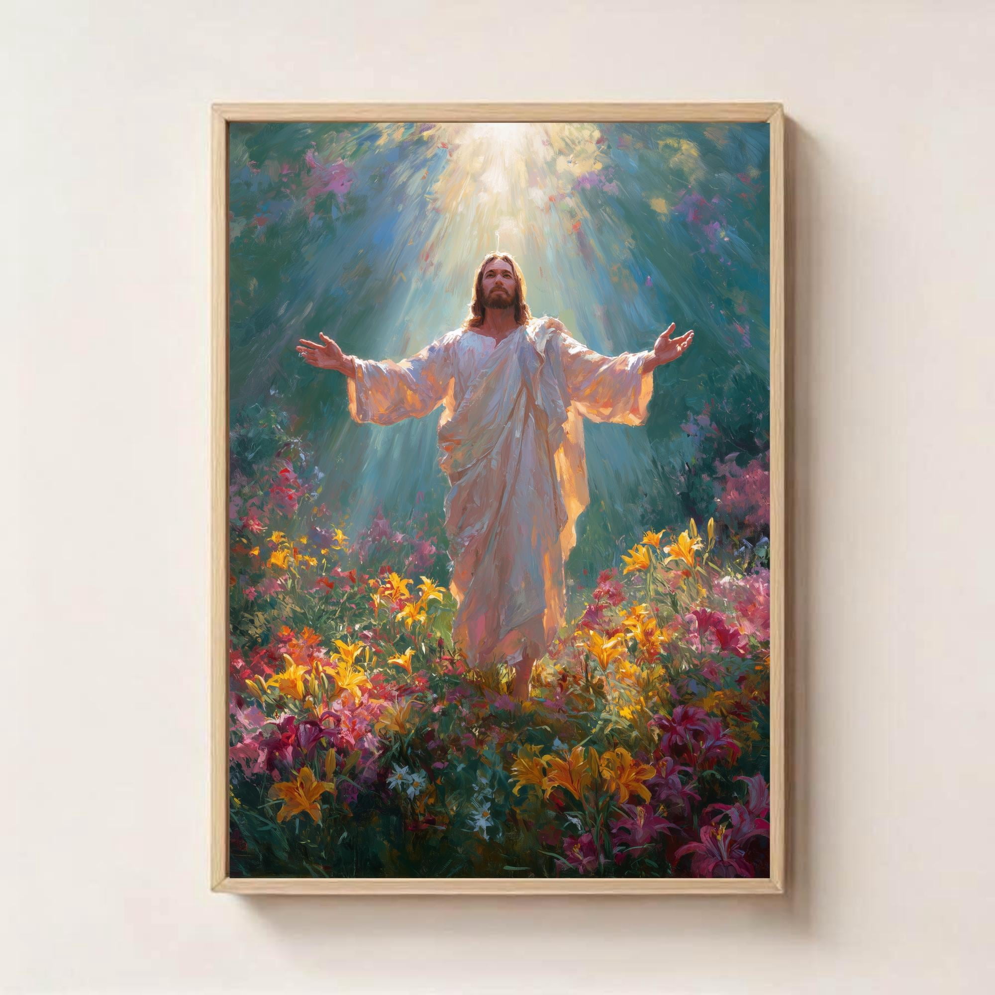 Rays Of Glory – Jesus In Divine Light Art Print, Resurrection Christian ...