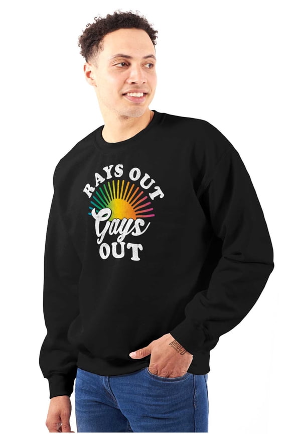 Rays Out Gays Out LGBTQ Pride Summer Unisex Plus Fleece Graphic Sweatshirt Brisco Brands 2X