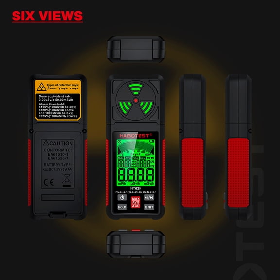 -Rays X-Rays -Rays Tester Radioactive HT629 Nuclear Radiation Detector Counter X- Y- - Detector LCD Display Marble Radioactivity Tester Personal Dosimeter