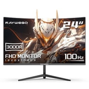 Raywego 24 inch Curved Computer Monitor, FHD 1080P 100Hz Desktop Monitors for Computer, HDMI&VGA Ports, Eye Care