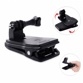 Raywowo Backpack Clip Mount, 360 Rotation Adjustable Hat Clip, Action Camera Backpack Mount for GoPro Hero 13 12 11 10 9 8 7, DJI Osmo Action6/ 5 Pro/ 4, Firm Grip Stable Support, Travel Essentials
