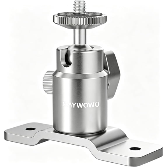 Raywowo Metal Security Camera Wall Mount, 1/4" Screw & 5/8" Stud, 360° Adjustable Indoor Outdoor Wall/Ceiling Bracket for Arlo Pro 3/4, Ultra 2, Wyze, Eufy, Reolink & Studio Lights, Silver, E-Shape