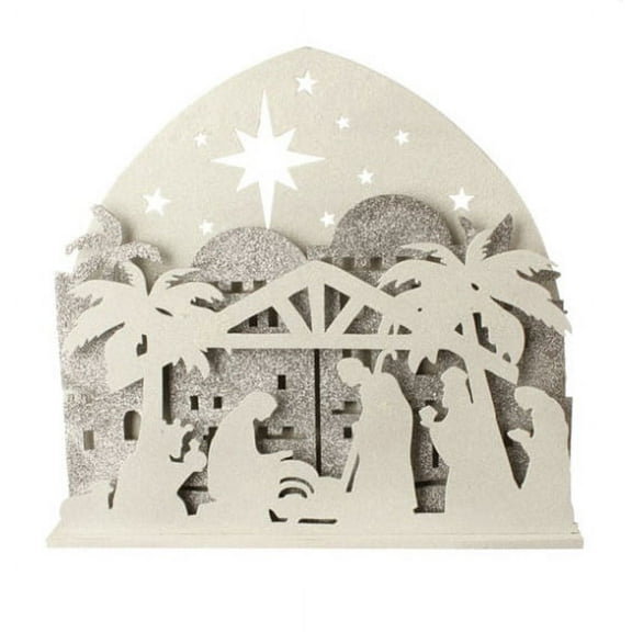 19" Brown and White Battery Operated LED Nativity Christmas Decor
