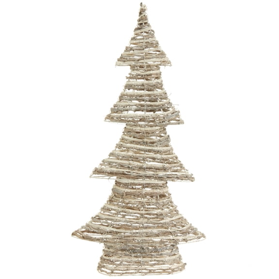 Raz 23.5" Brown and Beige Glittered Rattan Christmas Tree - Unlit