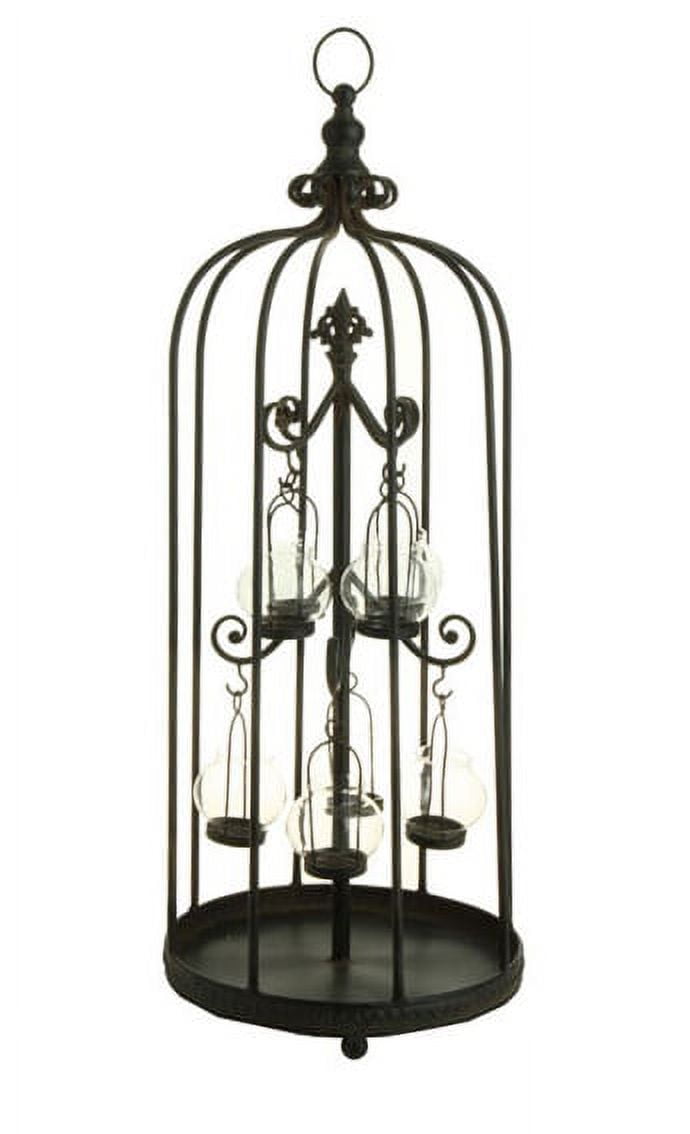 Raz 31" Bistro Kitchen Rustic Black Birdcage Glass Tea Light Candle