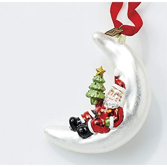 Raz 4.5" Midnight Santa in Moon Glass Christmas Ornament 4053134