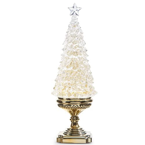 Raz Holiday Water Lanterns 2023 17" Lighted Tree With Gold Swirling Glitter