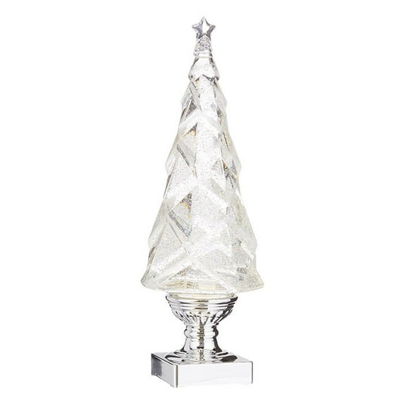 Raz Imports 14" Geometric Lighted Tree with Silver Swirling Glitter