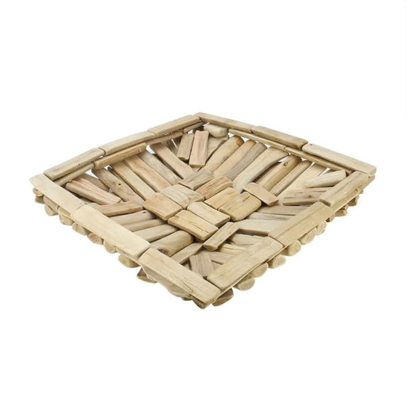 Raz Imports 15" Driftwood Square Wooden Display Tray - Tan