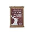 thumbnail image 1 of Raz Imports 2021 24-inch Reindeer Stables Printed Metal Backed Burlap Wall Art, 1 of 1