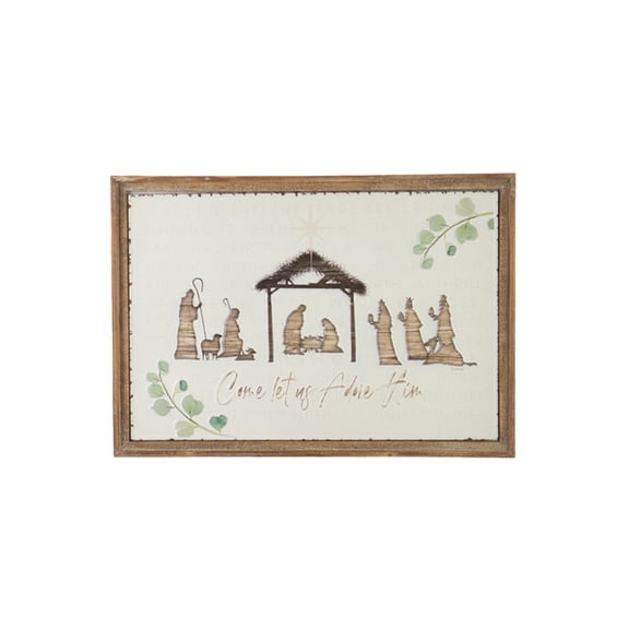Raz Imports 2021 Holiday Homestead 26.25-inch Come Let Us Adore Him Wall Art