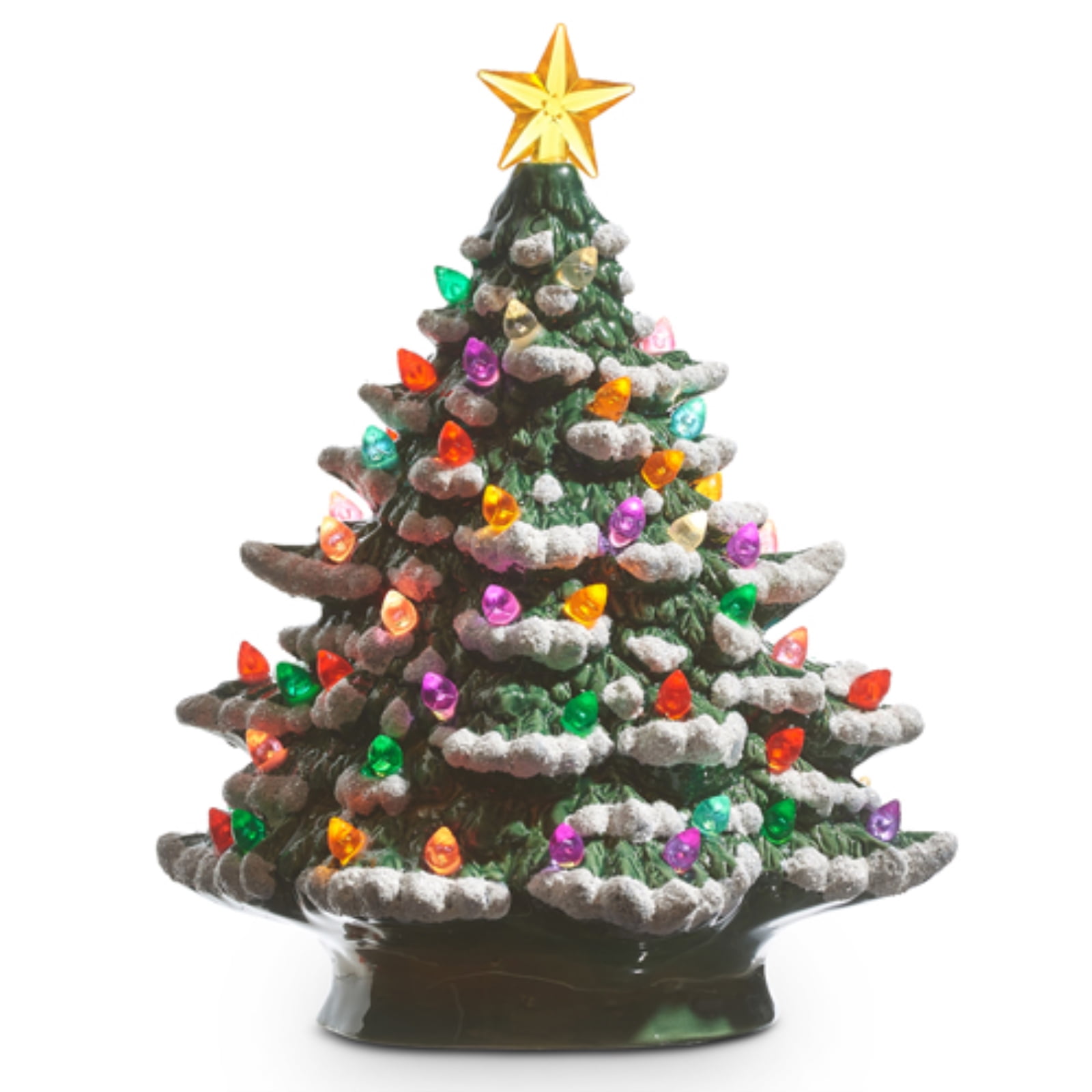 5" Ceramic Lighted Winter Christmas Tree Figurine
