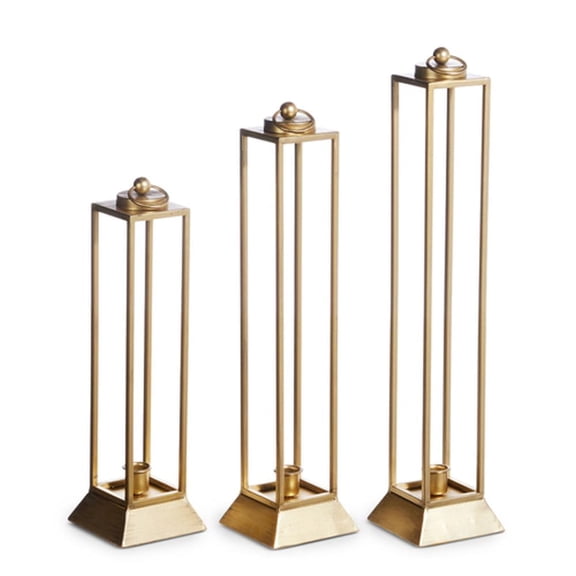 Raz Imports 2024 Green Meadows 19" Gold Lanterns, Set of 3