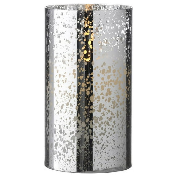 Raz Imports 3.5"X6" Moving Flame Silver Mercury Glass Candle