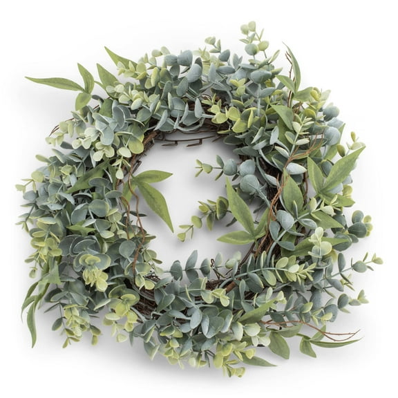 Raz Imports Eucalyptus Soft Green 14 Inch Polyester Candle Wreath Ring