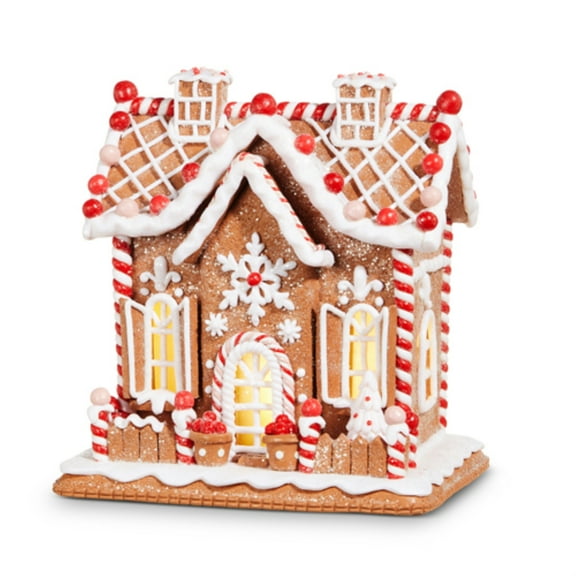 Raz Imports Lighted Gingerbread House Christmas Figurine 9 Inch