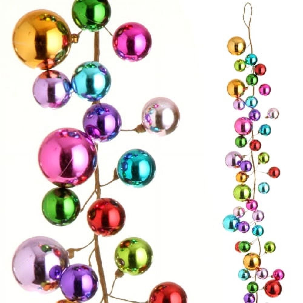 4-Foot Multicolor Metallic Ball Christmas Garland