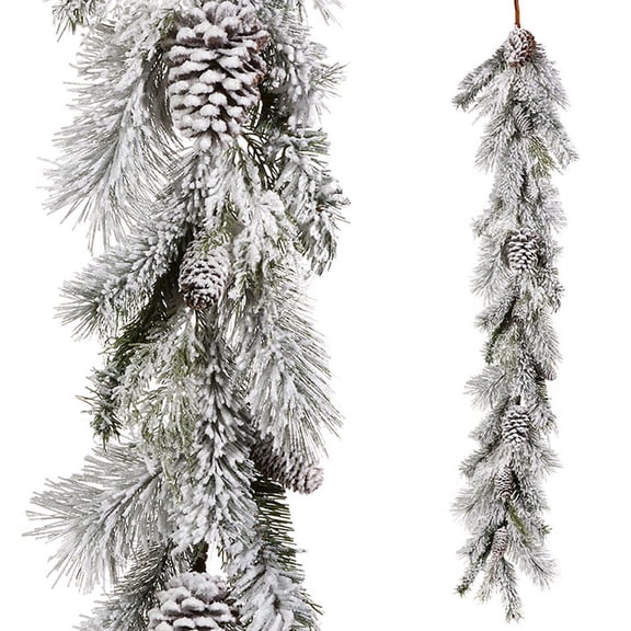 Raz Imports Mister Snowman 5' Snowy Pinecone Garland
