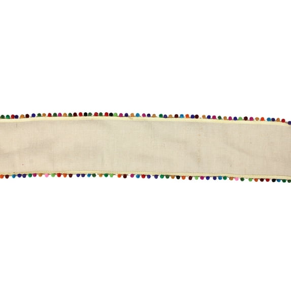 Raz Imports Pink/Green Pom-Pom Wired Craft Ribbon 4" x 10 Yards