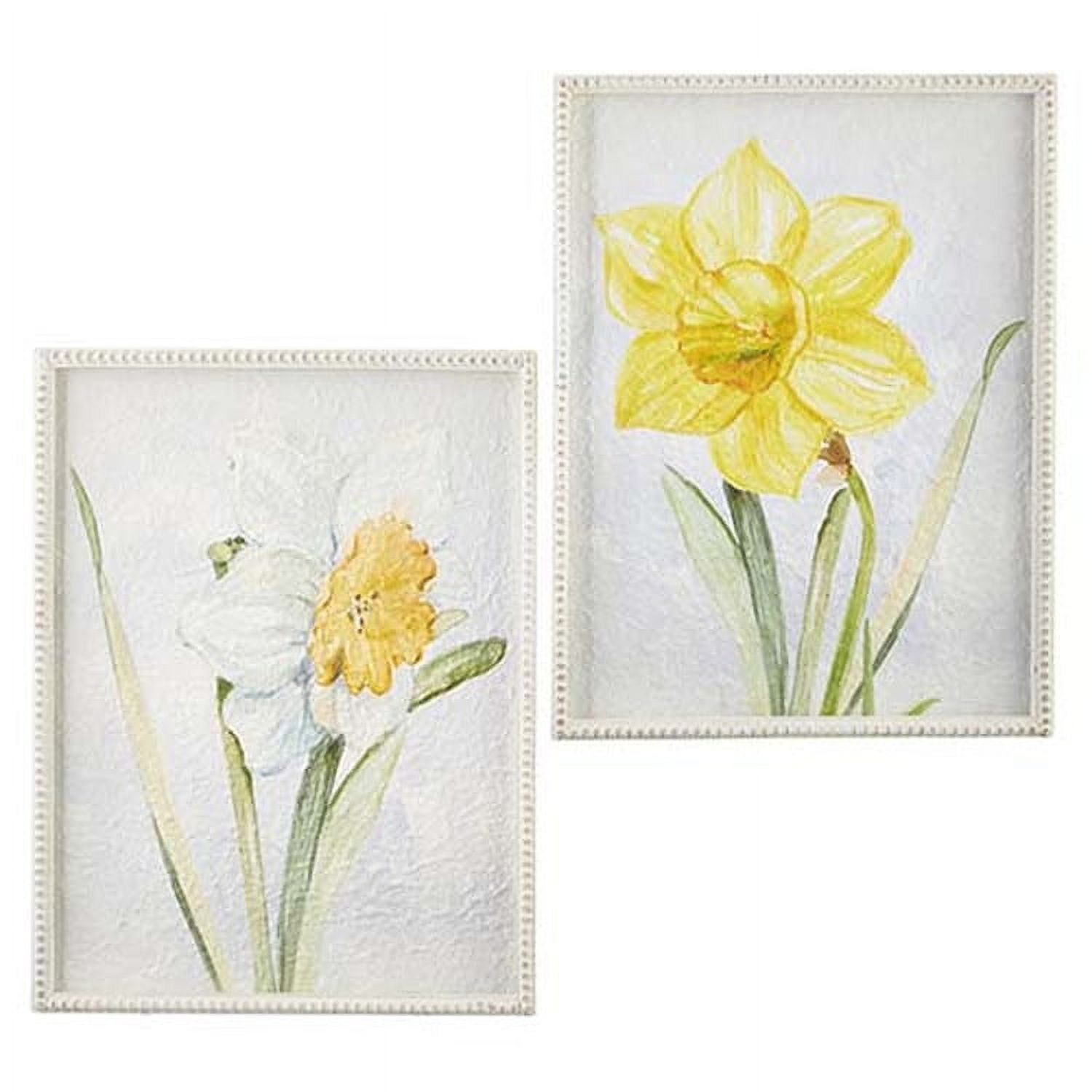 Spring Daffodil 19.5" Framed Wall Art Set in Farmhouse Style