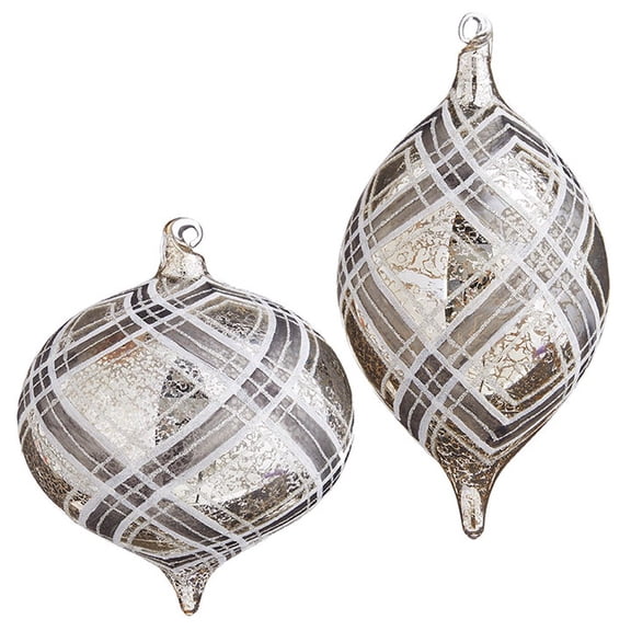Raz Imports Winter Botanicals 9" Plaid Ornament, Assortment of 2