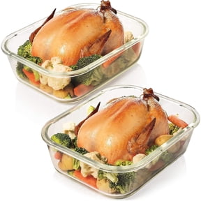 Razab 10 Cups, 80oz 4 Pc (Set of 2) Glass Food Storage Containers with Airtight Locking Lids for Storing and Serving Food, BPA Free, Leak Proof