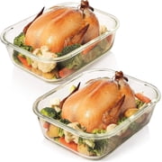 Razab 10 Cups, 80oz 4 Pc Set of 2 Glass Food Storage Containers with Airtight Locking Lids for Storing and Serving Food, BPA Free, Leak Proof
