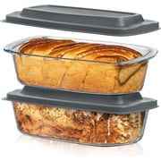 Razab 1800ml Large Glass Loaf Pans with Lids (Set of 2) 10 x 5in Bread Baking Pans, Bpa Free with Easy-Grip Handles