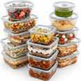 thumbnail image 1 of Razab 24 Pcs Glass Food Storage Containers with Lids, Bpa Free, Leakproof Meal Prep Container for Food and Vegetable Storage, 1 of 8