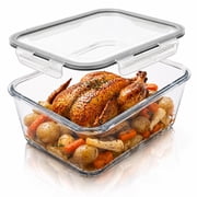 Razab 2700ml / 91Oz / 11.5 Cups Large Glass Food Storage Containers with Lids - Glass Meal Prep Containers for Roasting & Storing Leftover, Glass Lunch Container, Microwave & Oven Safe