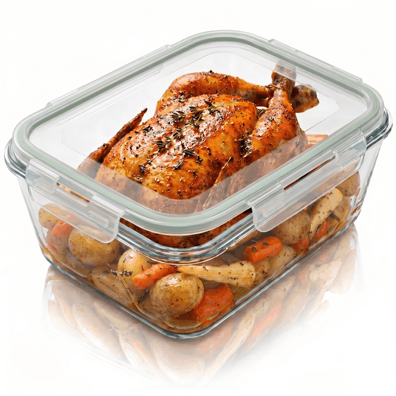 Razab 2700ml / 91Oz / 11.5 Cups Large Glass Food Storage Containers with Lids - Glass Meal Prep Containers for Roasting & Storing Leftover, Glass Lunch Container, Microwave & Oven Safe