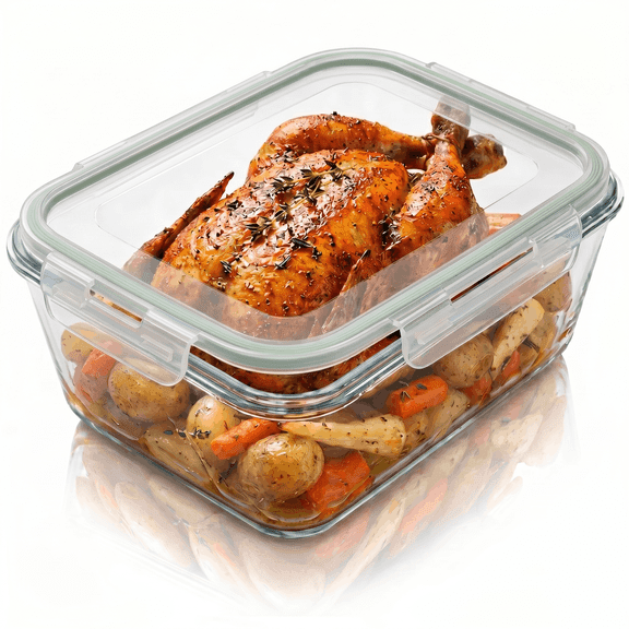 Razab 2700ml / 91Oz / 11.5 Cups Large Glass Food Storage Containers with Lids - Glass Meal Prep Containers for Roasting & Storing Leftover, Glass Lunch Container, Microwave & Oven Safe
