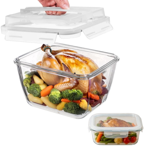 Razab 3900ml & 520ml Large Glass Food Storage Containers with Lids - Leakproof, BPA-Free Large Meal Prep Container Ideal for Roasting & Store Leftover