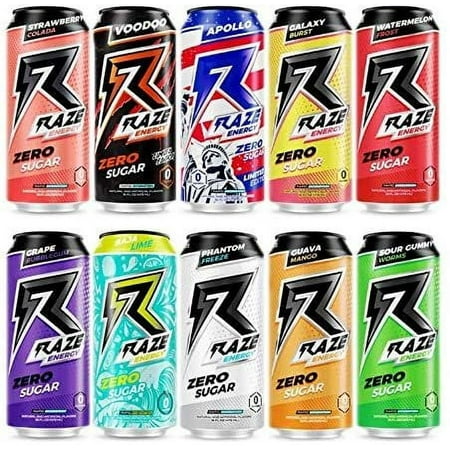 Raze Energy Drinks by Repp Sports Rapid Hydration Zero Sugar 16 Ounce cans All Flavor Pack, 12 Cans