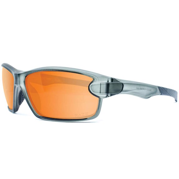 Raze Eyewear J-Frame Golf Sport & Motorcycle Polarized Sunglasses Black Frame w/ Smoke Lenses (Crystal Grey With Black Accents)