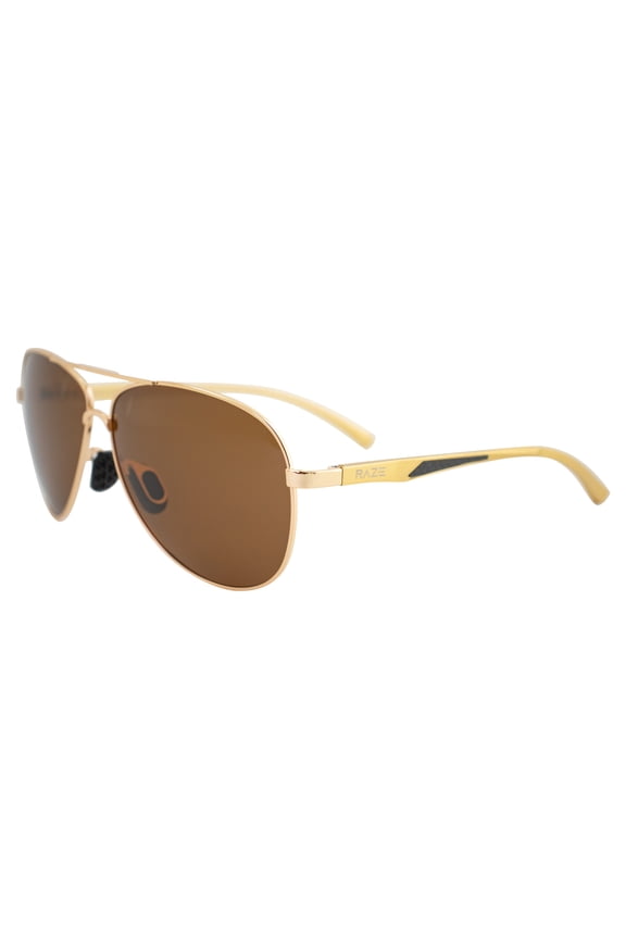 Eyewear Maverick Motorcycle Polarized Sunglasses Gold Metal Frame w/ Brown Lenses