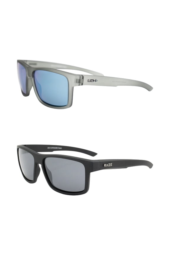 Eyewear Offshore Sports & Boating Polarized Sunglasses Gray Frame with Blue Mirrored Lenses & Black Frame with Smoke Lenses 2 Pack