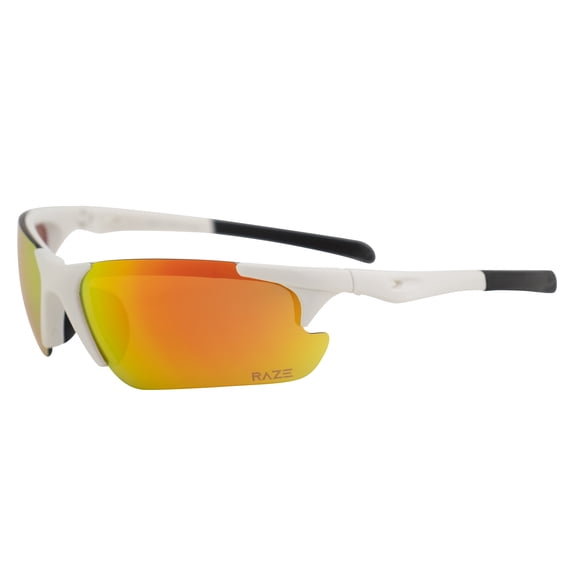 Raze Eyewear Peak Motorcycle & Sports Frameless Sunglasses White w/ High Definition Mirrored Lenses