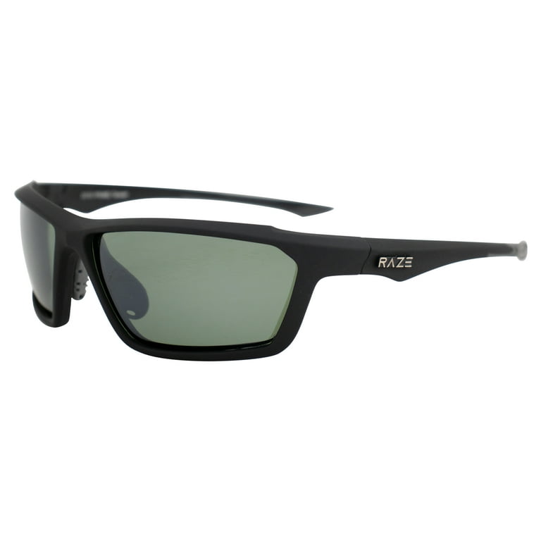 Raze Eyewear Prime Polarized Sports & Motorcycle Sunglasses for Men or  Women Black Raze Touch Frame w/ Green Lens 