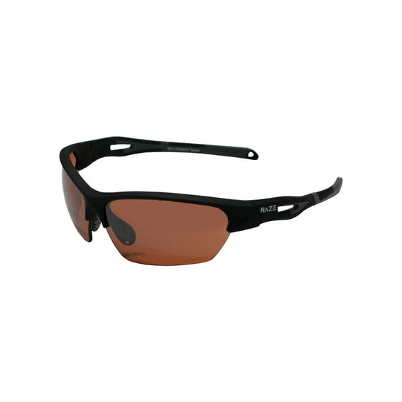 Raze Eyewear Pursuit Golf Sunglasses, Black-Charcoal Frame/Amber Lens -