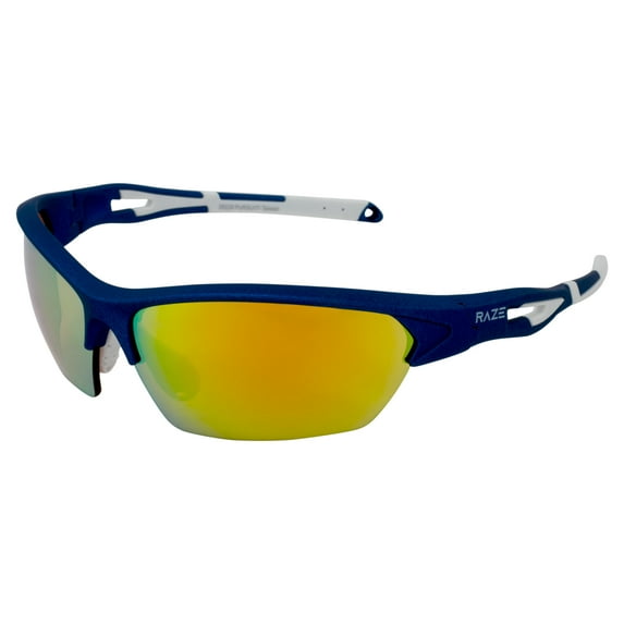 Raze Eyewear Pursuit Sports Sunglasses for Men or Women Metallic Blue RAZE Touch Frame w/ HD Orange Z Lens