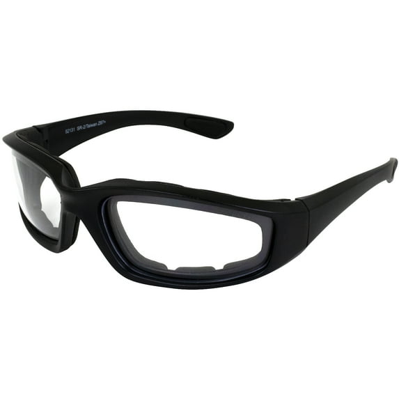 Raze Eyewear SR-2 ANSI Z87 Padded Motorcycle Safety Glasses Black Frame Clear Lenses